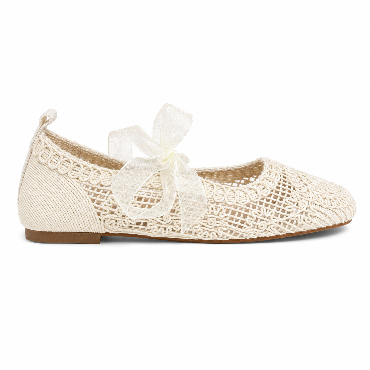 Crochet ribbon Mary Jane Flat