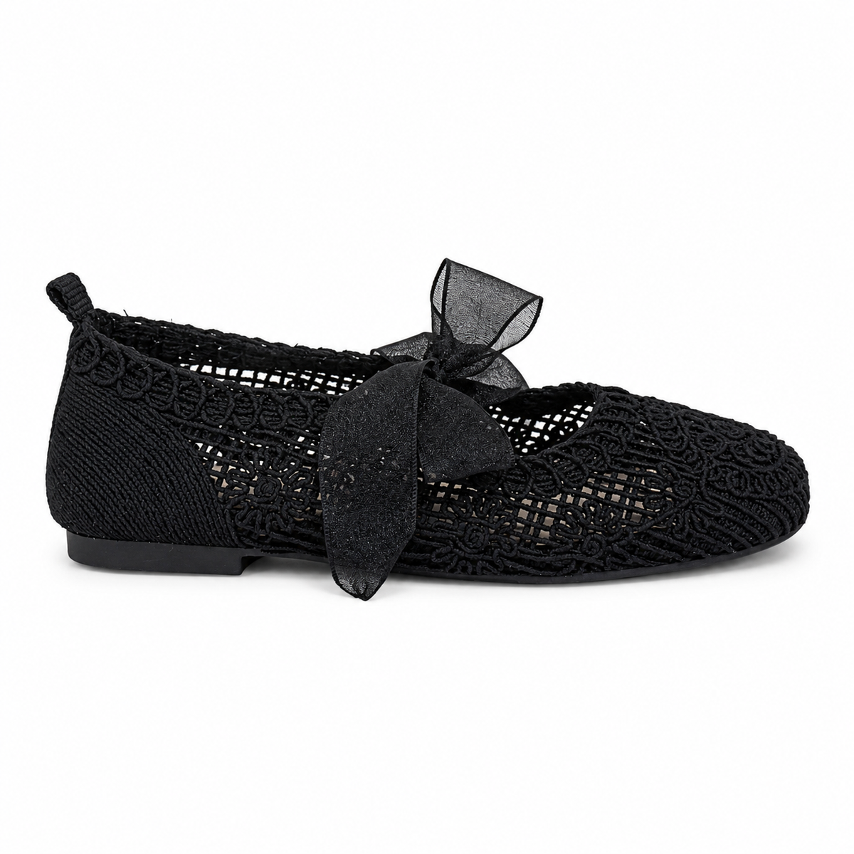 Crochet ribbon Mary Jane Flat