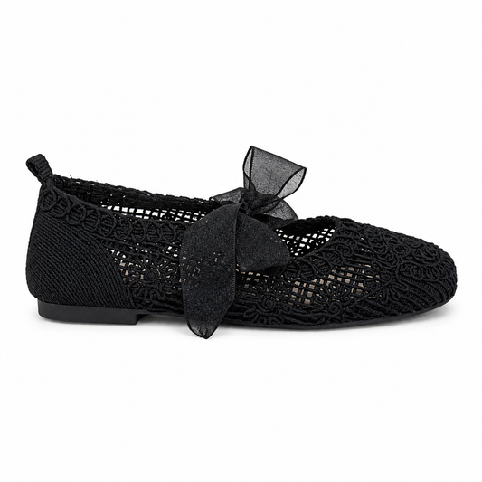 Crochet ribbon Mary Jane Flat